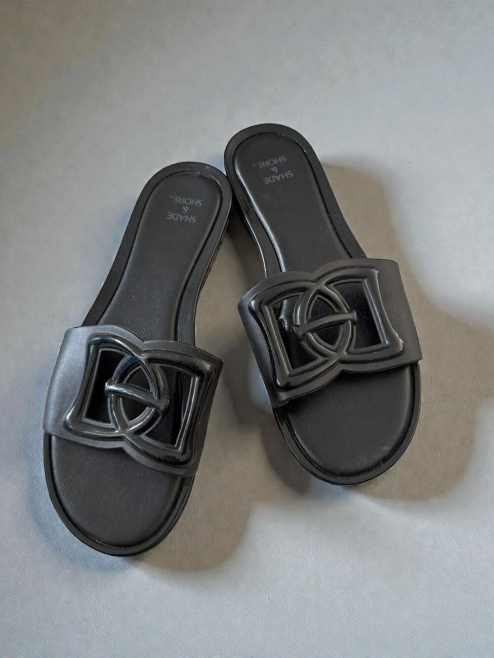 SHADE & SHORE Black Slide Sandals Size US 6